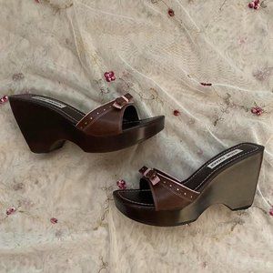 Vintage Steve Madden Brown Platform Wedges Size 6